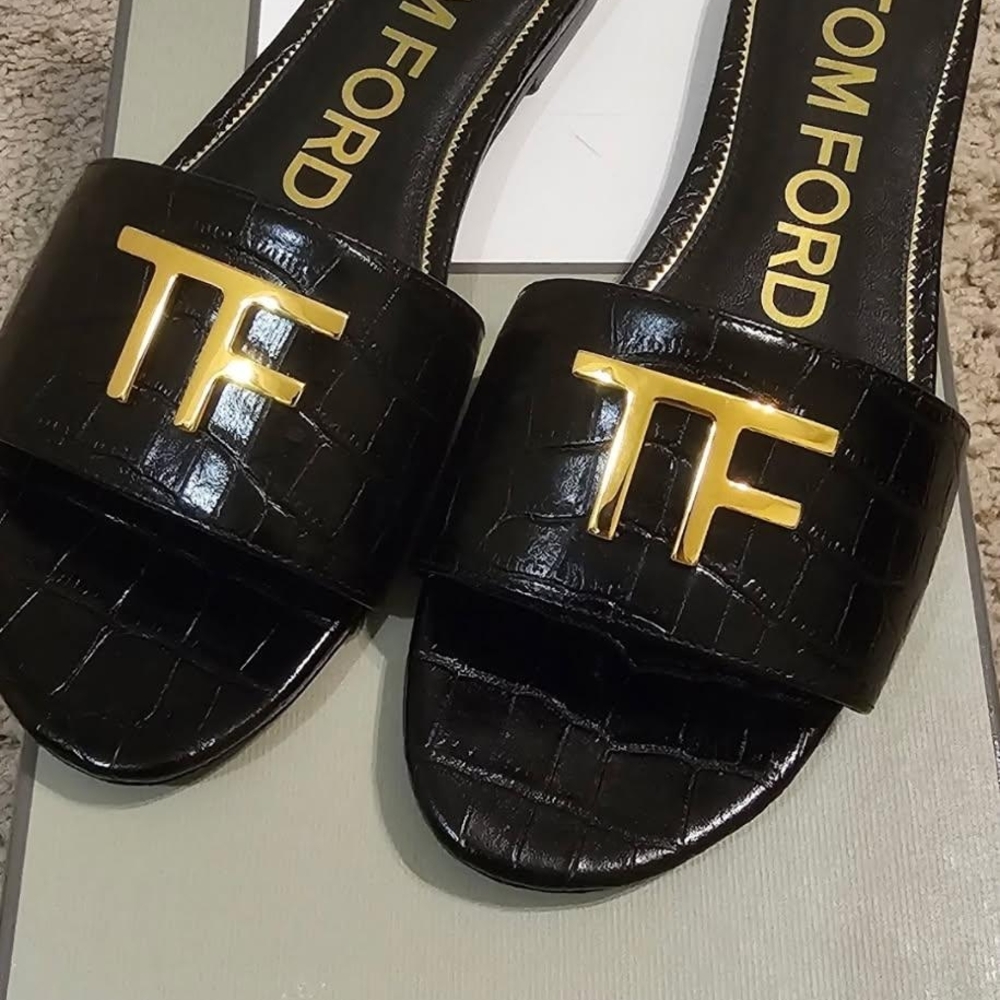 Tom Ford Black and Gold Sandals Sleek Design - Picture 3 of 3